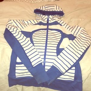 Striped blue and white lululemon scuba hoodie